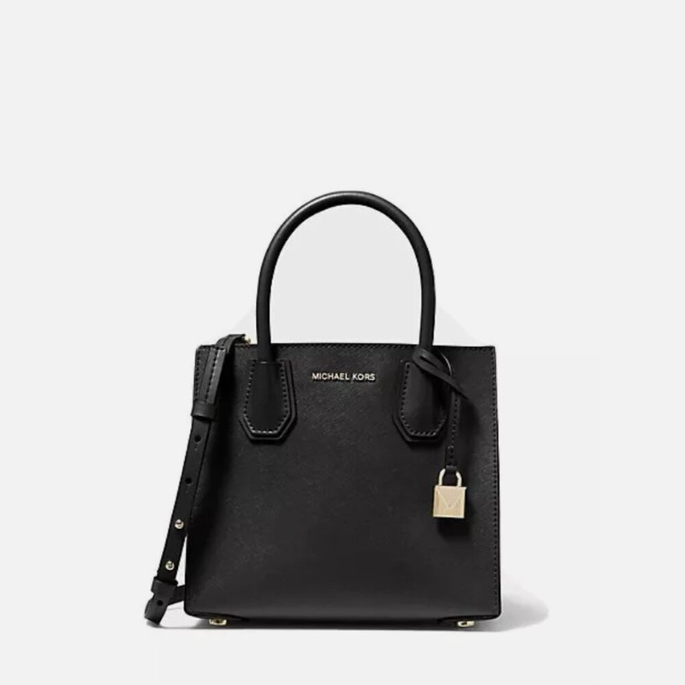 Michael Kors Medium Padlock Mercer Leather Crossbody Bag / Purse